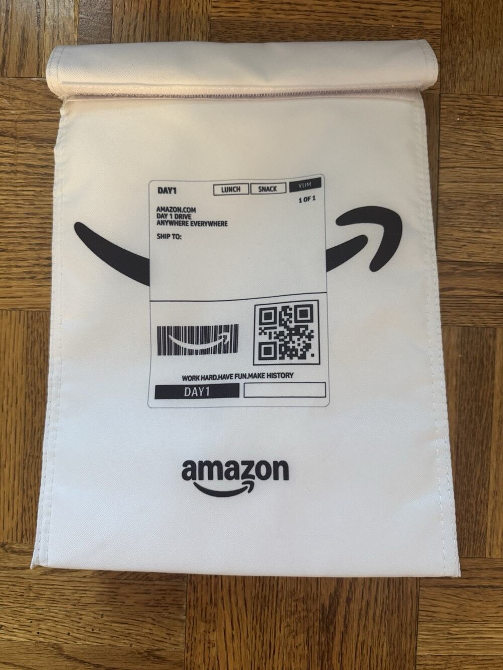 Amazon Employee Insulated Lunch Bax Box Custom Shipping Label Graphic White